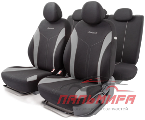 ЧЕХЛЫ НА СИДЕНЬЕ УНИВЕРСАЛЬНЫЕ FLEX ИЗНОСОСТОЙКИЙ ПОЛИЭСТЕР,3D КРОЙ (11 ПРЕДМ/) ЧЁРН./СЕРЫЙ