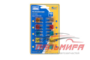 ПРЕДОХРАНИТЕЛИ ФЛАЖКОВЫЕ MINI В БЛИСТЕРЕ 10 ШТ. "KRAFT" KT870022