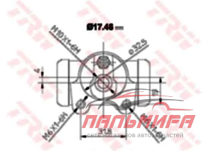 ЦИЛИНДР ТОРМОЗНОЙ ЗАДНИЙ 7701044681 LOGAN 17.46MM TRW