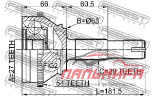 ШРУС НАРУЖНЫЙ 27X63X28 (FIAT DUCATO RUSSIA 2008-) FEBEST