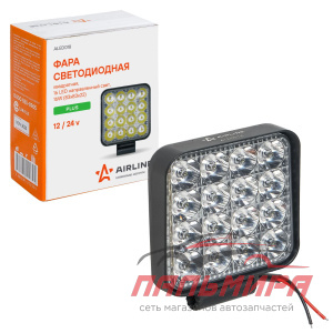 ФАРА СВЕТОДИОДНАЯ "AIRLINE" 83х83х22 ММ 16W 12/24V (16 LED, РАССЕЯННЫЙ СВЕТ, КВАДРАТНАЯ)