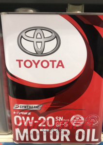 МАСЛО МОТОРНОЕ "TOYOTA SN PLUS" GF-5 0W/20 (4Л.СИН.)