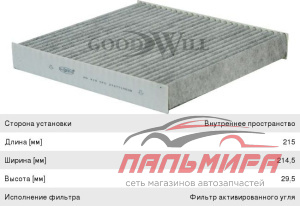 ФИЛЬТР САЛОНА УГОЛЬНЫЙ GOODWILL AG419CFC