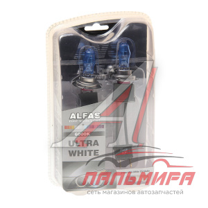 ЛАМПА H7 12V85W AVS ALFAS PURE-WHITE КТ.2+2Т-10 (6000К)