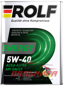 МАСЛО МОТОРНОЕ "ROLF ENERGY" 5W/40 SN/CF A3/B4 (4Л. П/СИН.)