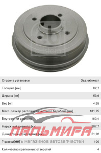 БАРАБАН ТОРМОЗНОЙ RENAULT