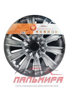 КОЛПАКИ КОЛЕСНЫЕ R15 "ТОРНАДО+" СЕРЕБРИСТО-ЧЕРНЫЕ КАРБОН 2ШТ "AIRLINE"