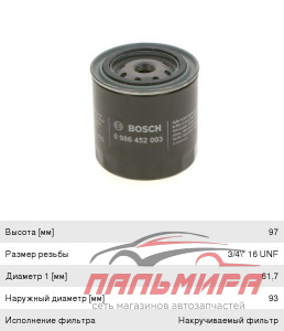 ФИЛЬТР МАСЛЯННЫЙ  0986452003