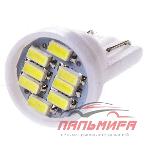 ЛАМПА СВЕТОДИОДНАЯ T10 24V "SKYWAY" (8SMD, БЕЗ ЦОКОЛЯ, 1-КОНТ, БЕЛАЯ)