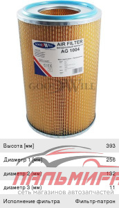 ФИЛЬТР ВОЗДУШНЫЙ GOODWILL AG1004