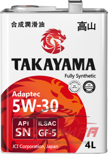 МАСЛО МОТОРНОЕ "TAKAYAMA" ADAPTEC 5W/30 SN GF-5 (4Л. СИН.) МЕТАЛЛ.