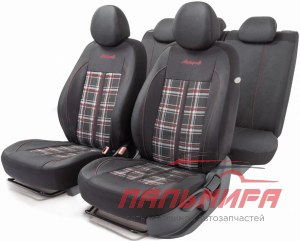 ЧЕХЛЫ НА СИДЕНЬЕ УНИВЕРСАЛЬНЫЕ POLO GTI ЖАККАРД, 3D КРОЙ (11 ПРЕДМЕТОВ) (ЧЕРН./СЕРЫЙ/КРАСНЫЙ)