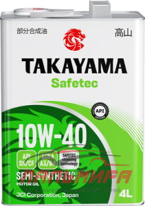 МАСЛО МОТОРНОЕ "TAKAYAMA" SAFETEC 10W/40 A3/B4 SN/CF (4Л. П/СИН.)