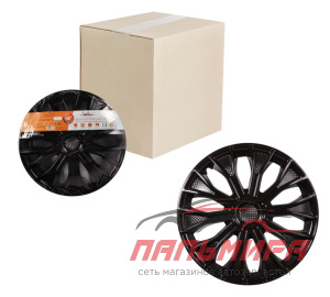(!!!) КОЛПАКИ КОЛЕСНЫЕ  R14 ЧЕРНЫЙ ГЛЯНЕЦ КАРБОН "AIRLINE" (2ШТ)