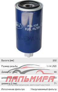 ФИЛЬТР ТОПЛИВНЫЙ GOODWILL FG125
