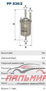 ФИЛЬТР ТОПЛИВНЫЙ PP836/2 Audi Seat Skoda VW TSI/FSI