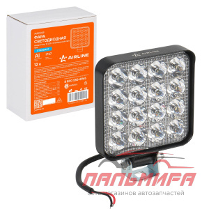 ФАРА СВЕТОДИОДНАЯ "AIRLINE" STANDART 83Х83Х22 ММ 16W 12V (16 LED, КВАДРАТНАЯ, НАПРАВЛЕННЫЙ СВЕТ)