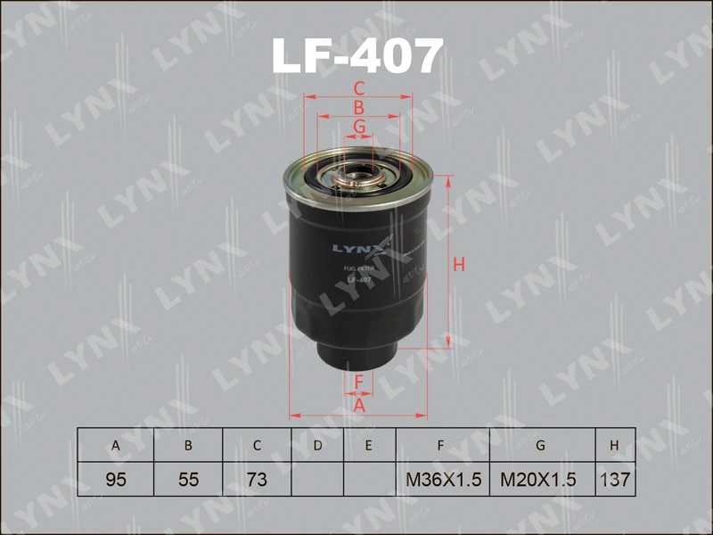 Фильтр топливный LYNX(KIA Carnival 2.9D 01, MITSUBISHI L200/300 2.5TD 86/Pajero 2.5TD 90-00