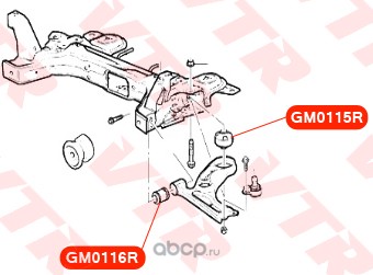 GM0116R Сайлентблок рычага передней подвески, передний *VTR