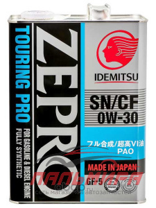 (!!!) МАСЛО МОТОРНОЕ "IDEMITSU ZEPRO TOURING PRO" 0W/30 N/CF GF-5 (4Л.)