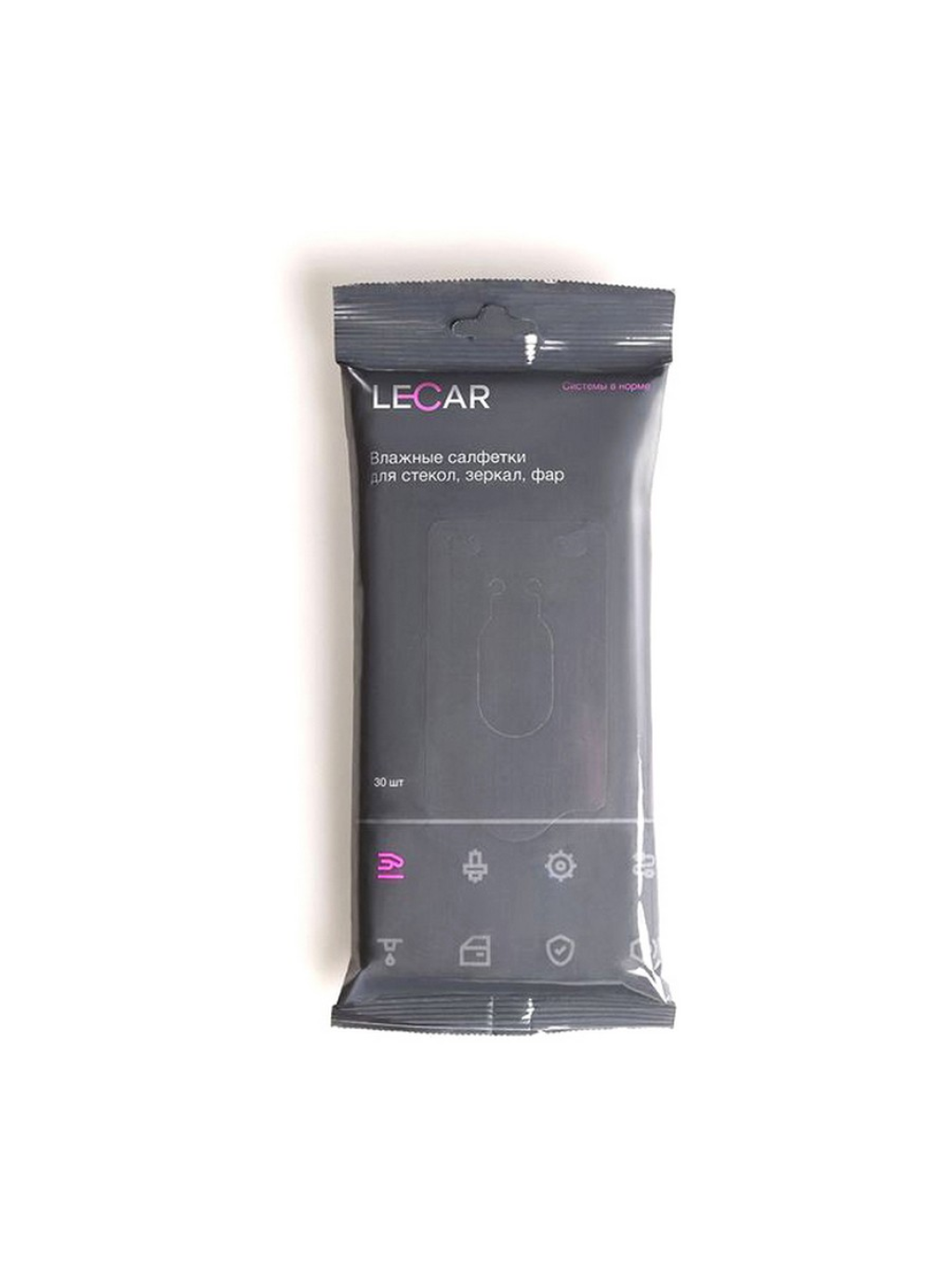 САЛФЕТКИ ВЛАЖНЫЕ ДЛЯ СТЕКОЛ LECAR (30 штук)