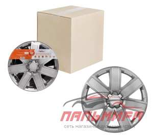 КОЛПАКИ КОЛЕСНЫЕ ДЕКОРАТИВНЫЕ R14 СЕРЕБРО/КАРБОН ГЕЛАКСИ  "AIRLINE"  (2 ШТ.)