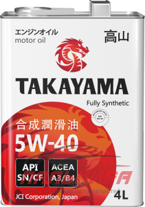 МАСЛО МОТОРНОЕ "TAKAYAMA" 5W/40 SN/CF (4Л. СИН.)