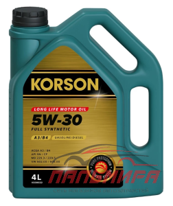 МАСЛО МОТОРНОЕ "KORSON" 5W/30 A3/B4  (4Л. СИН.)