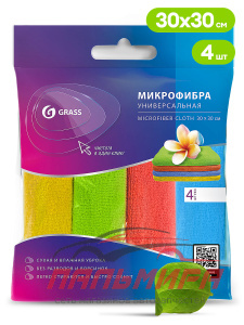 IT-0582 САЛФЕТКА МИКРОФИБРА 30х30СМ. (4ШТ) GRASS/1 ШТ