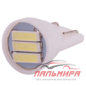 ЛАМПА СВЕТОДИОДНАЯ T10 (W5W) 12V 3SMD БЕЗ ЦОКОЛЯ 1-КОНТ 3 ДИОДА  (БЕЛАЯ) "SKYWAY"