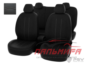 Чехлы Hyundai Solaris 2010-> 11 пр. экокожа черные S Оригинал