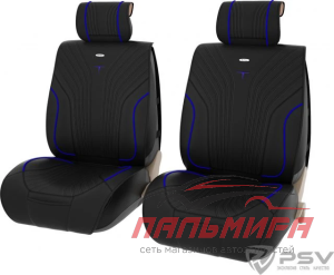 ЧЕХЛЫ "PSV" PREMIUM PRESENT 2 FRONT ЧЕРНЫЕ/ОТСТРОЧКА СИНЯЯ