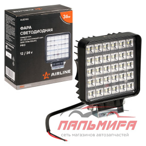 ФАРА СВЕТОДИОДНАЯ "AIRLINE" 108Х108Х47 ММ 36W 12/24V (30 LED, РАССЕЯННЫЙ СВЕТ, КВАДРАТНАЯ) PRO