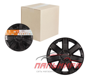 КОЛПАКИ КОЛЕСНЫЕ  R14 ЧЕРНЫЙ ГЛЯНЕЦ КАРБОН ГЕЛАКСИ "AIRLINE" (2ШТ)