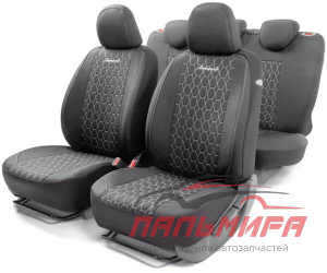Чехлы "AUTOPROFI" Verona лён черный/белый мелкое плетение, 3D крой, AIRBAG 