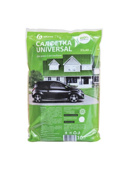 IT-0307 САЛФЕТКА МИКРОФИБРА УНИВЕРСАЛЬНАЯ 35х40СМ (10 ШТ) GRASS/1 ШТ
