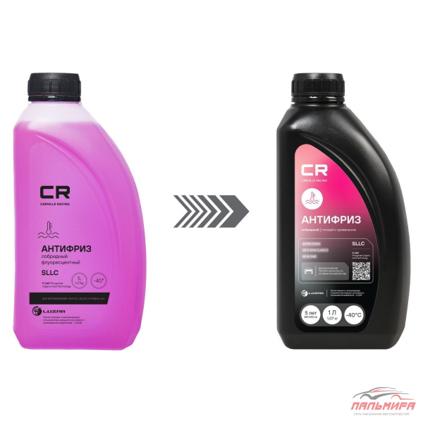 АНТИФРИЗ, ГОТОВЫЙ РАСТВОР CR TOYOTA/LEXUS/HYUNDAI/KIA, SLLC, P-OAT, ФЛУОР, -40°С, РОЗОВЫЙ, 1Л.
