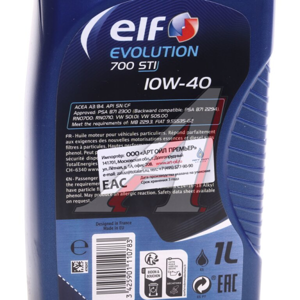 МАСЛО МОТОРНОЕ "ELF EVOLUTION 700 STI" 10W-40 (1Л. П/СИН.)