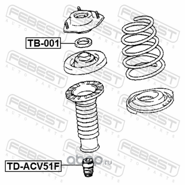 ПОДШИПНИК ОПОРЫ ПЕРЕДНЕГО АМОРТИЗАТОРА FEBEST TB001
