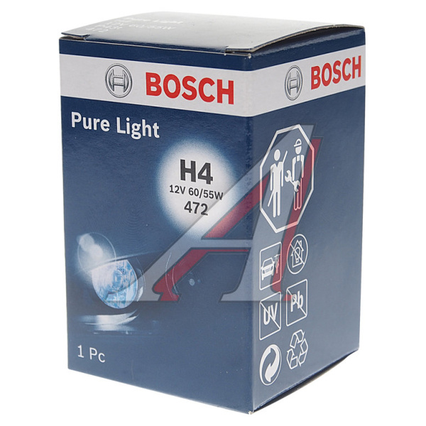 ЛАМПА H4 12V 60/55W P43t "BOSCH" STANDART  1 987 302 041