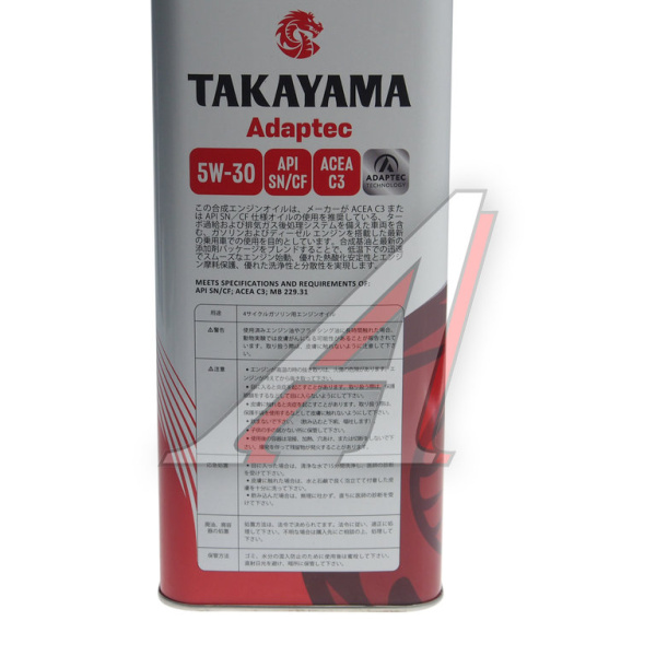 МАСЛО МОТОРНОЕ "TAKAYAMA" ADAPTEC 5W/30 SN/CF C-3 (4Л. СИН.) МЕТАЛЛ