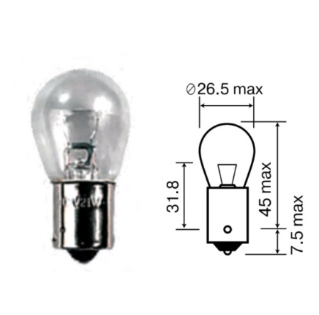 ЛАМПА 24V/21WT "МАЯК" BA15S ЖЕЛТАЯ