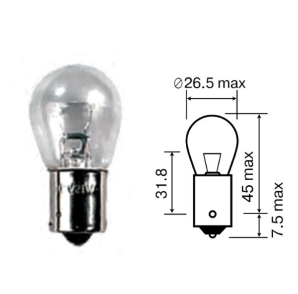 ЛАМПА 24V/21WT "МАЯК" BA15S ЖЕЛТАЯ