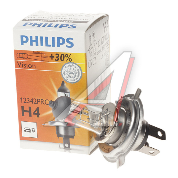 ЛАМПА H4 12V 60/55W P43t "PHILIPS" PREMIUM +30%