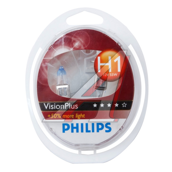 ЛАМПА H1 12V 55W P14.5s "PHILIPS" VISION PLUS +50% (БЛИСТЕР, КРУГ)