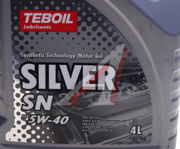 МАСЛО МОТОРНОЕ "TEBOIL" SILVER SN 5W/40 SN/CF, A3/B4 (4Л, П/СИНТ)
