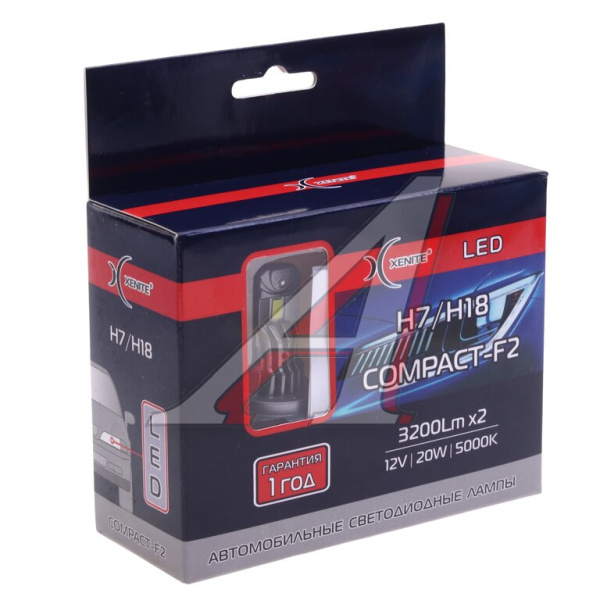 ЛАМПА СВЕТОДИОДНАЯ H7/H18 12V 20W 3200LM "XENITE" COMPACT-F2 5000K