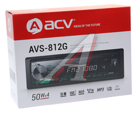 АВТОМАГНИТОЛА ACV AVS-812G 1DIN/USB/AUX/SD/FM