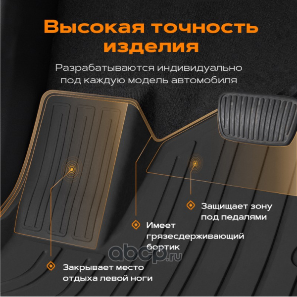 КОВРИК САЛОНА для а/м ГАЗ-3302 ФЕРМЕР "REZKON" ЗАДНИЙ РЕЗИН.