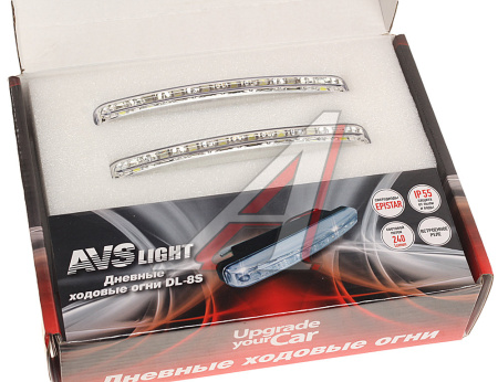 ДНЕВНЫЕ ХОДОВЫЕ ОГНИ AVS 8 LED С ПОВТОРИТ 2,4 Вт (155 х 36 х 18 мм)